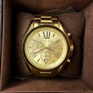 Michael Kors yellow gold watches for men and women oversized